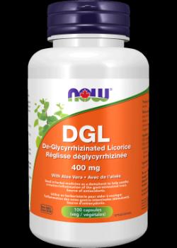186 - DGL con Aloe Vera 400 mg - NOW Foods - Frasco x 100 Cápsulas