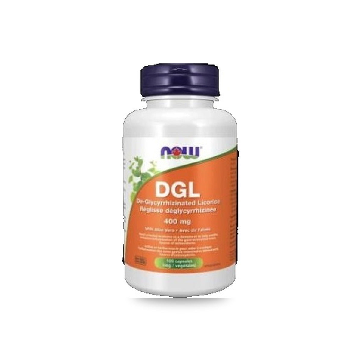 186 - DGL with Aloe Vera 400mg - NOW Foods - Frasco x 100 Cápsulas