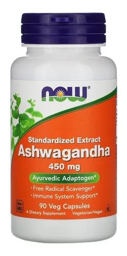 193 - Ashwagandha Standardized Extract 450 mg - NOW Foods - Frasco x 90 Cápsulas vegetales