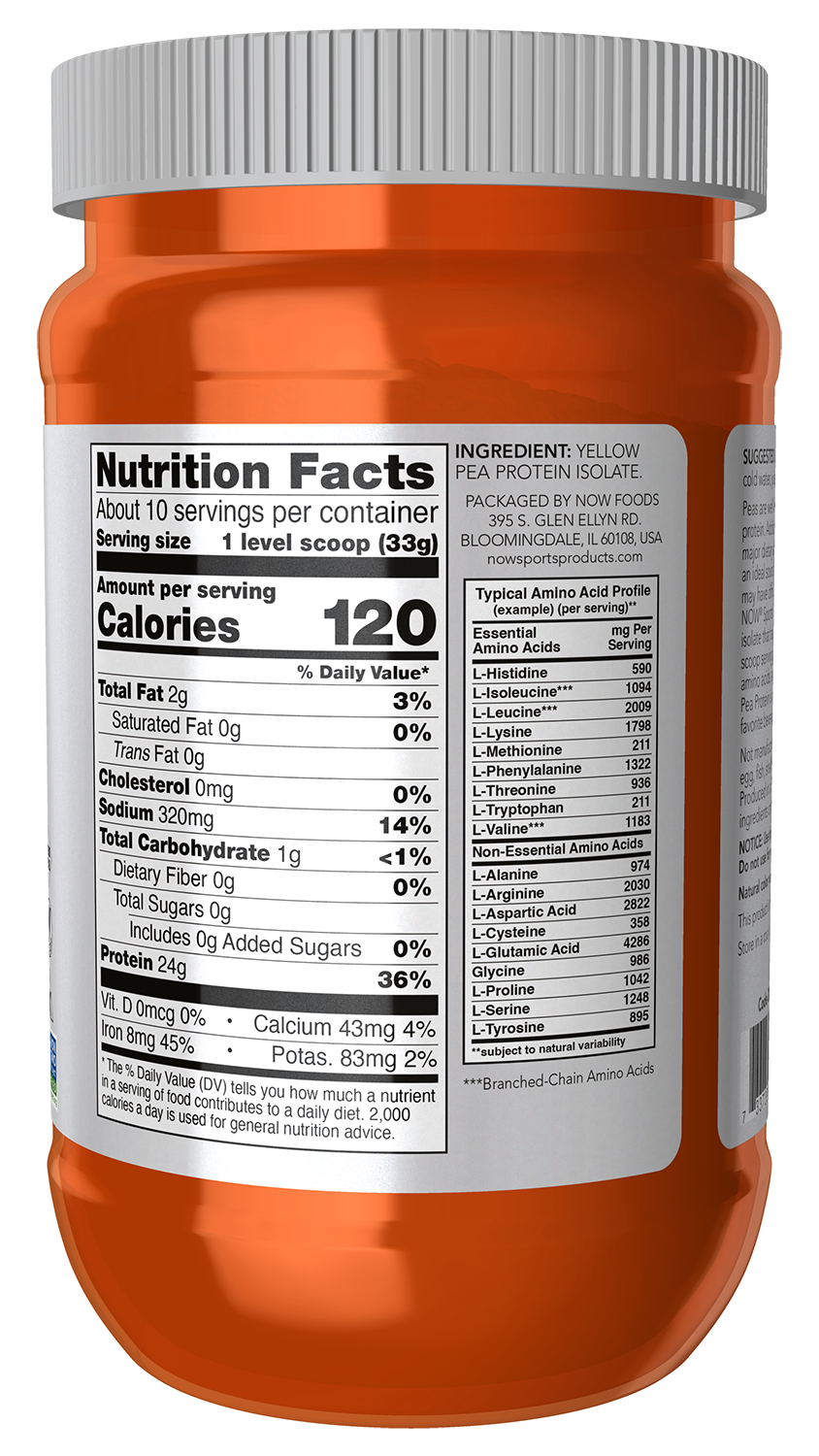 Pea Protein 24g Easily Digested Unflavored - Nutrition Facts