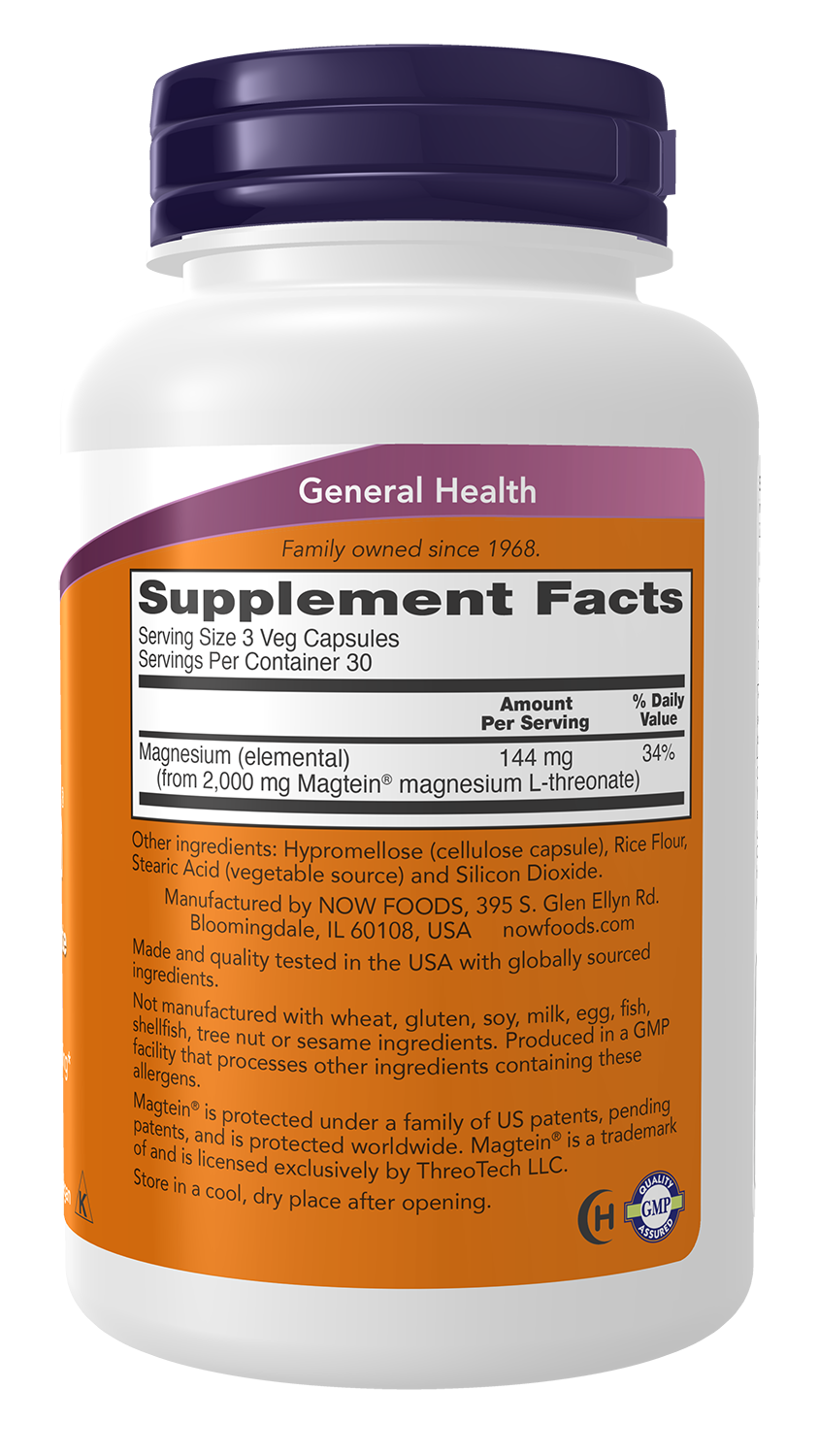 Magtein Magnesium L-Threonate - Supplement Facts