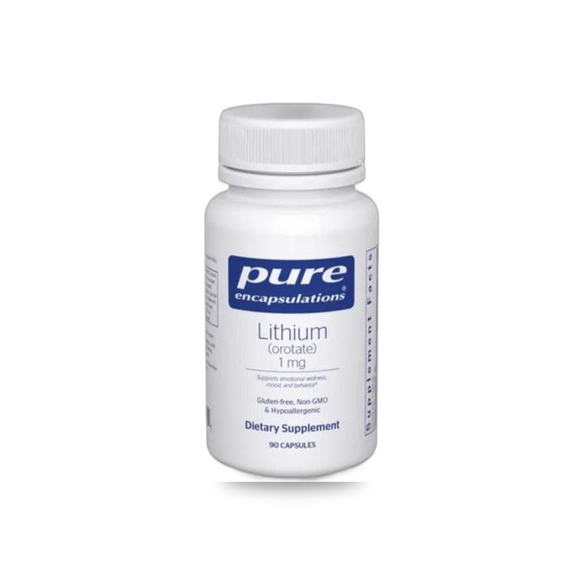 402 - Lithium (Orotate) 1mg - Pure Encapsulations - Frasco x 90 Cápsulas