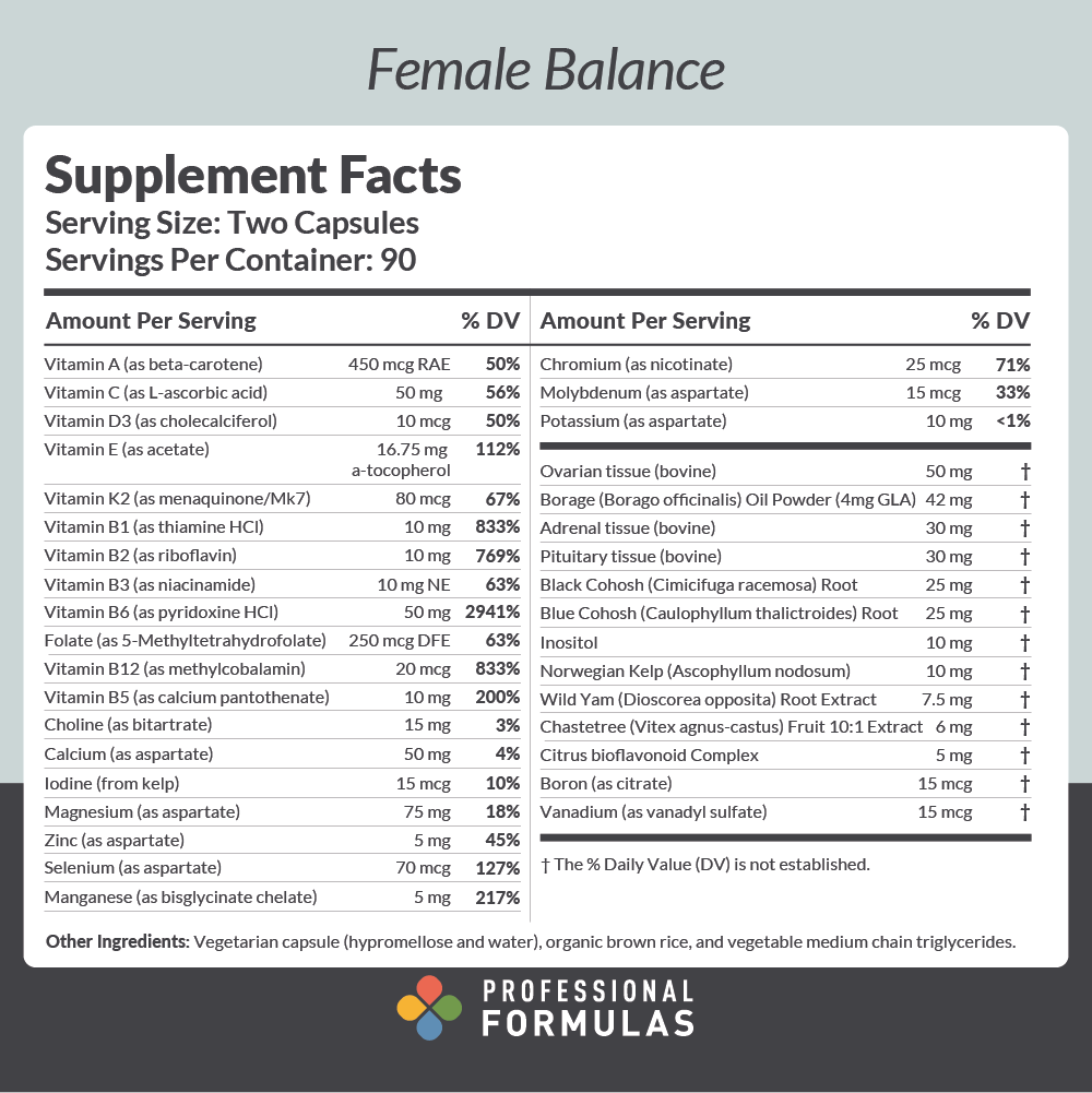 Female Balance - Supplement Facts