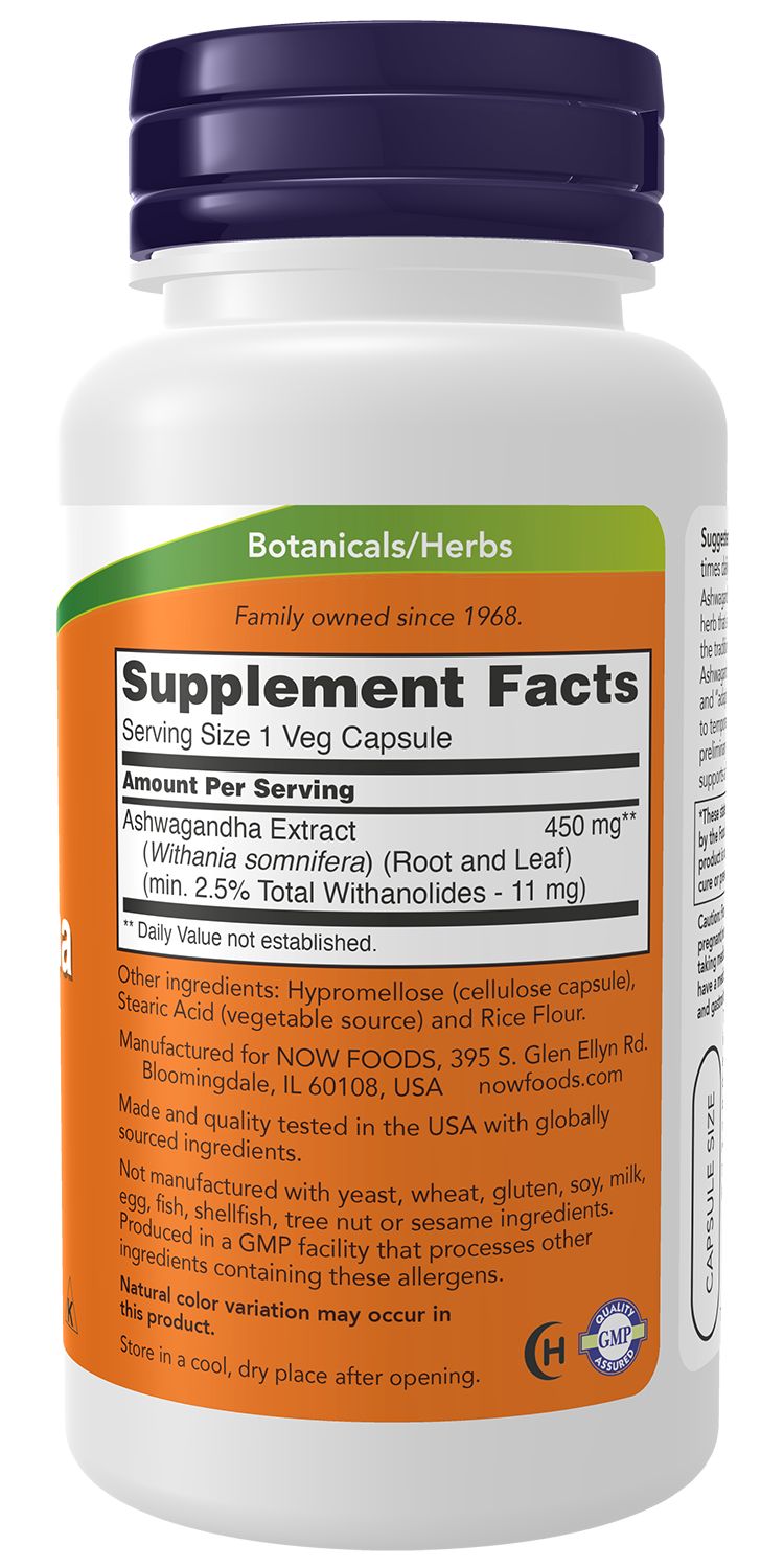 Ashwagandha Standardized Extract 450mg - Supplement Facts