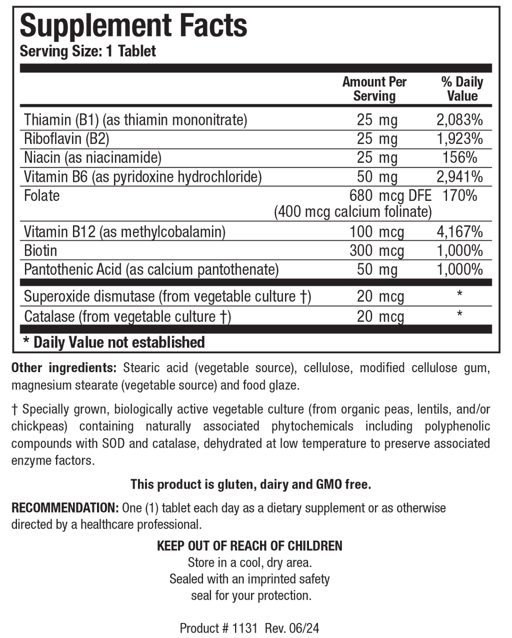 Bio-B Complex - Supplement Facts