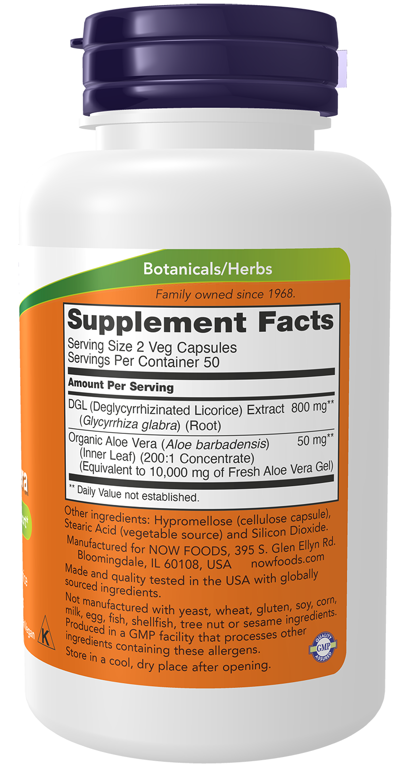 DGL con Aloe Vera 400mg - Supplement Facts