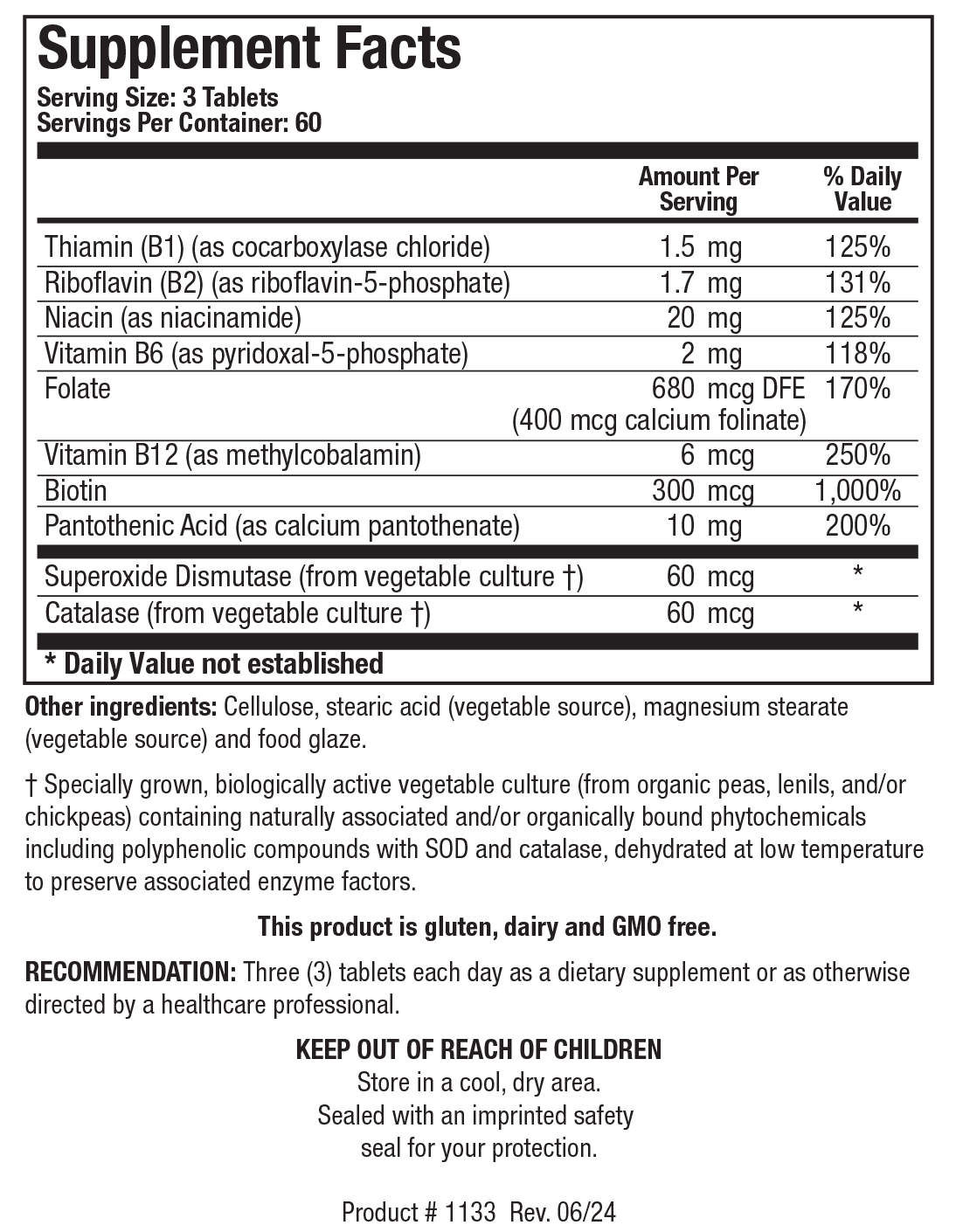 Bio-B 100 - Supplement Facts