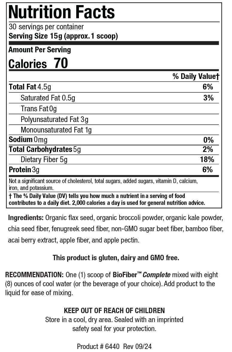 BioFiber Complete - Supplement Facts