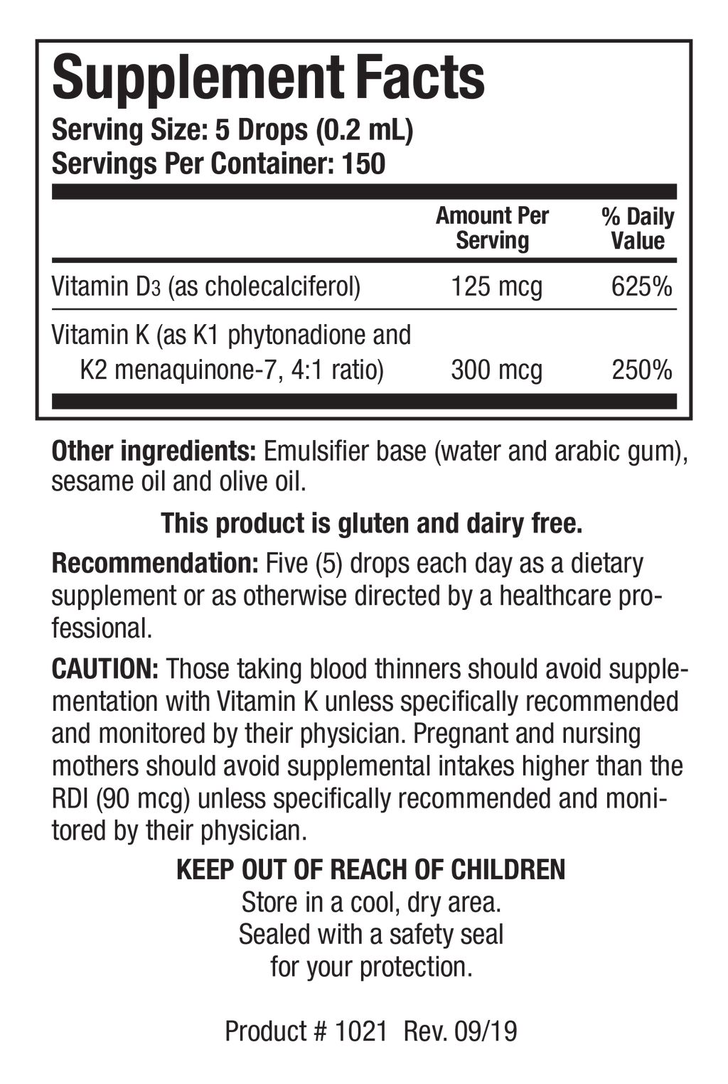 Bio DK-Mulsion - Supplement Facts