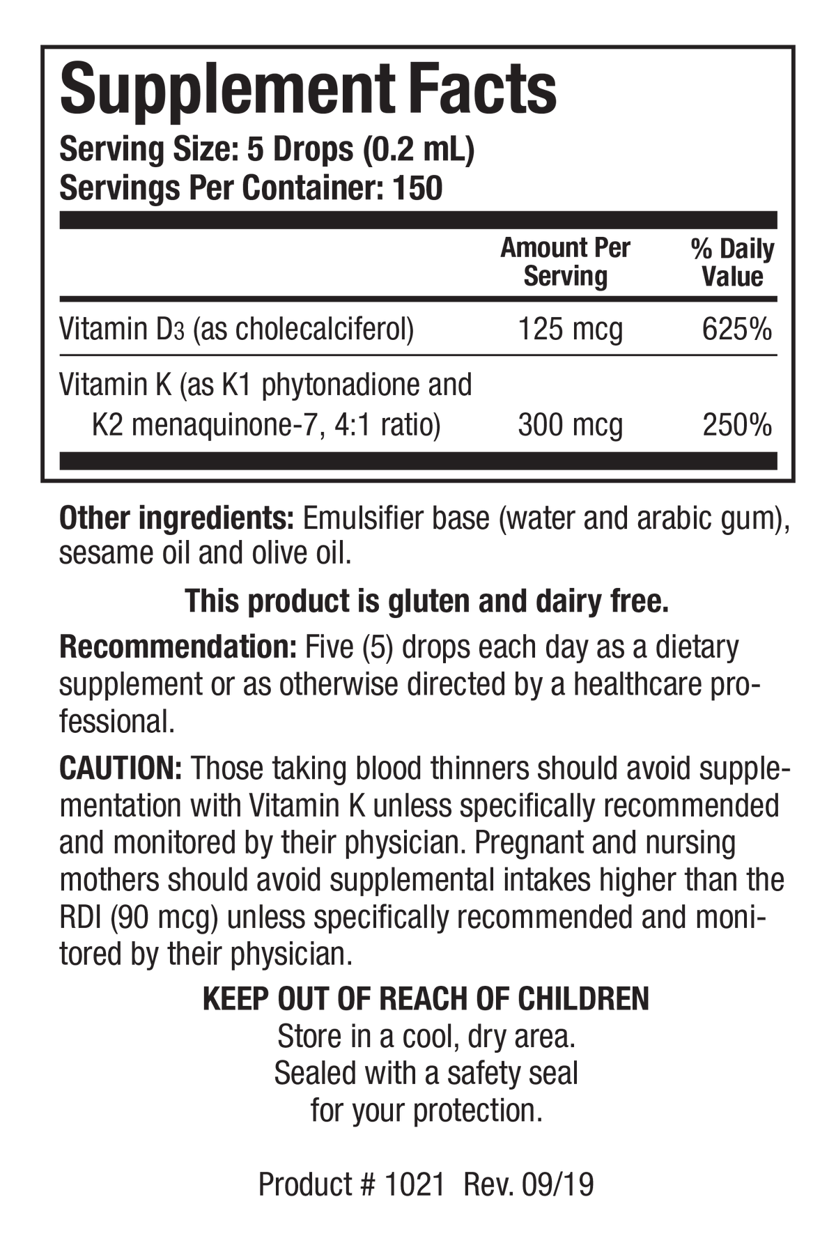 Bio DK-Mulsion - Supplement Facts