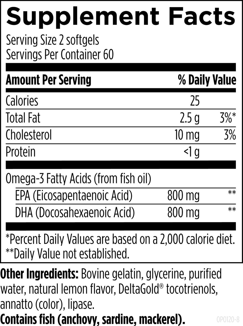 OmegaAvail Hi-Po 120 - Supplement Facts