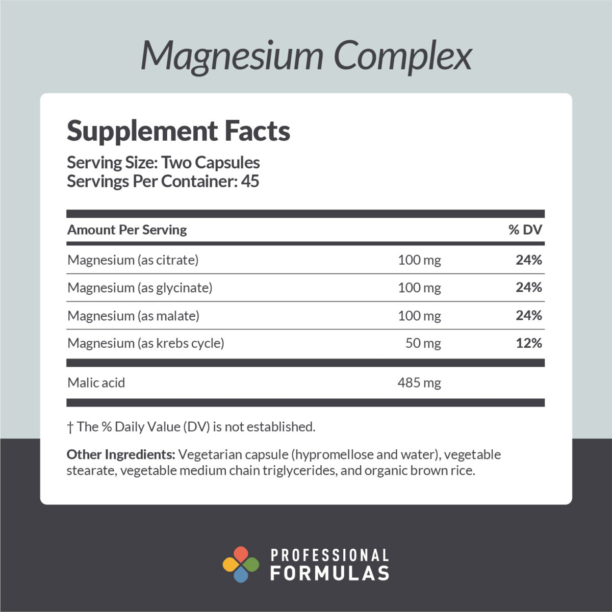 Tabla de composición - Magnesium Complex (Professional Formulas)