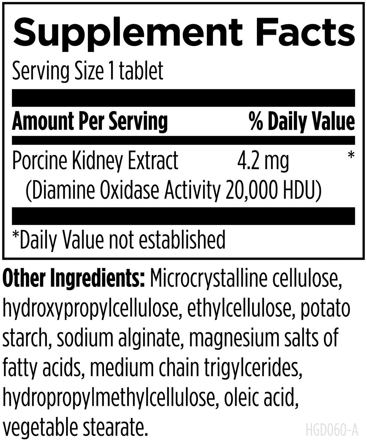HistaGest-DAO - Supplement Facts