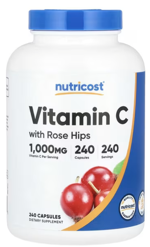 571 - Vitamina C con Escaramujo 1000mg - Nutricost - Frasco de 240 cápsulas