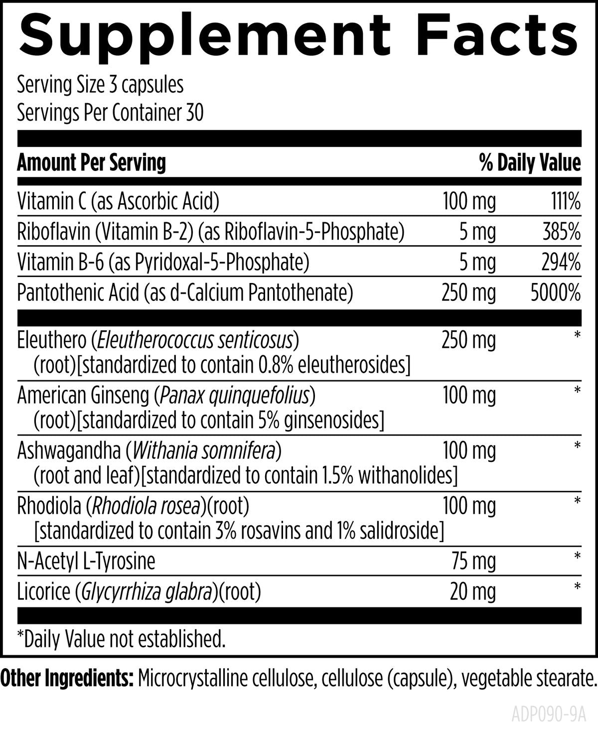 Adrenotone - Supplement Facts