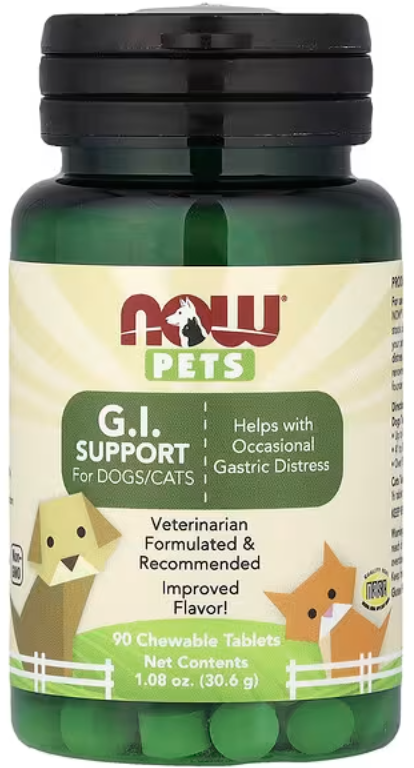 586 - Pet G,I, Support (perro y gato) - Frasco con 90 comprimidos masticables - Now Foods