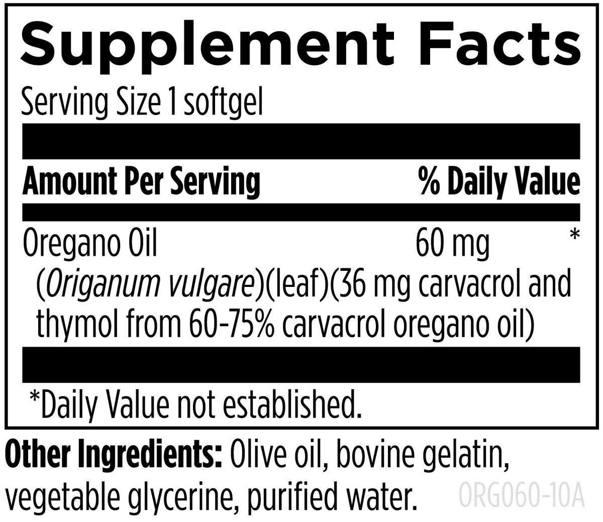 Oil of Oregano - Supplement Facts