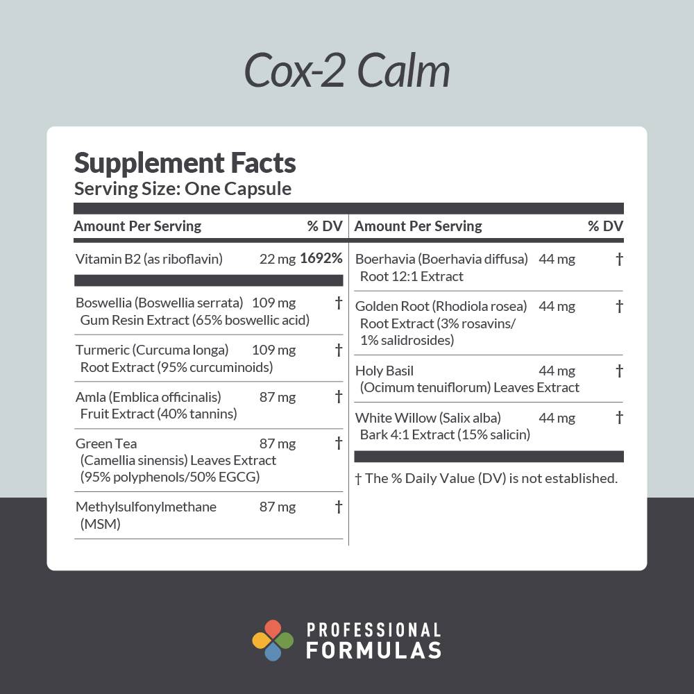 COX-2 Calm - Supplement Facts