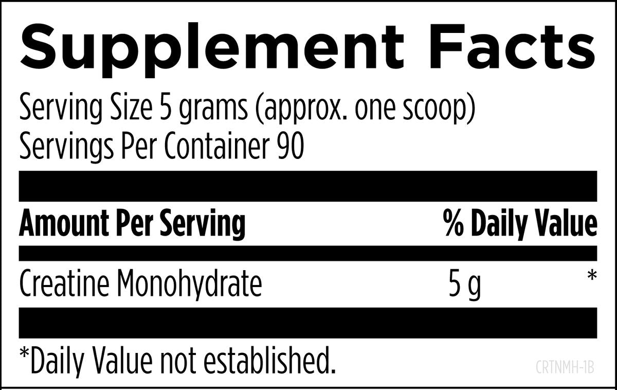 Creatine Monohydrate Powder - Supplement Facts