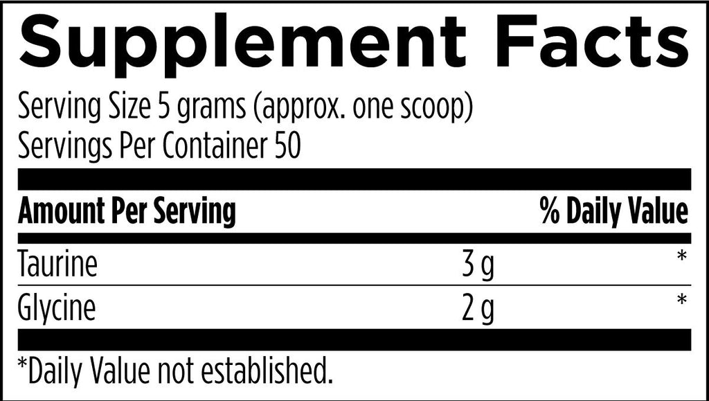 Taurine + Glycine Powder - Supplement Facts