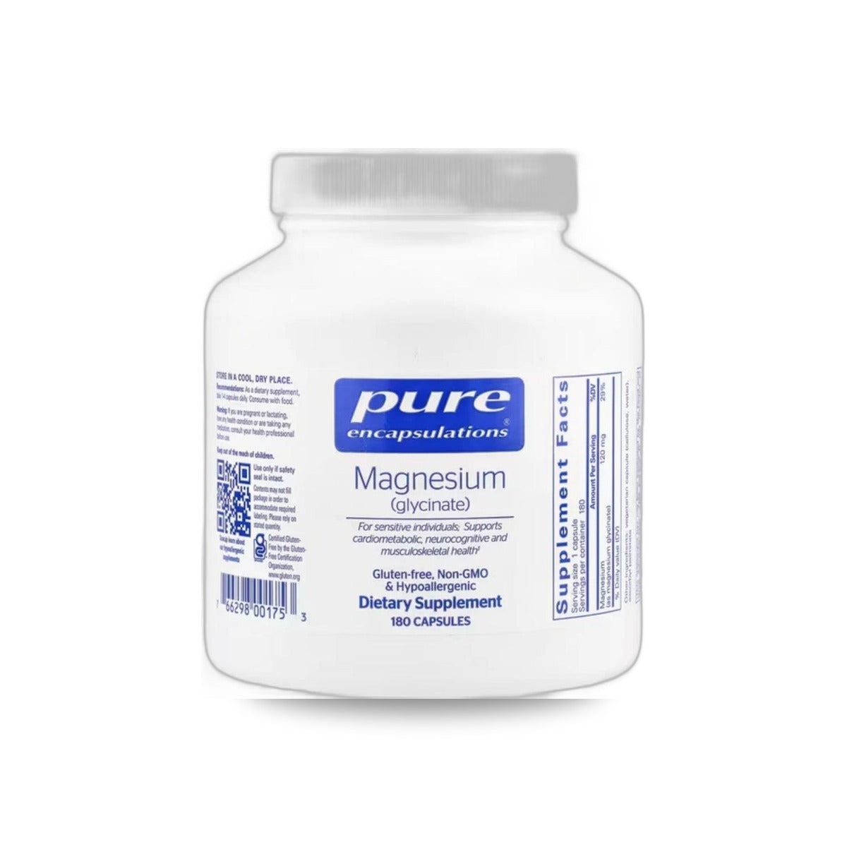 721 - Magnesium Glycinate - Pure Encapsulations - Frasco x 180 Cápsulas