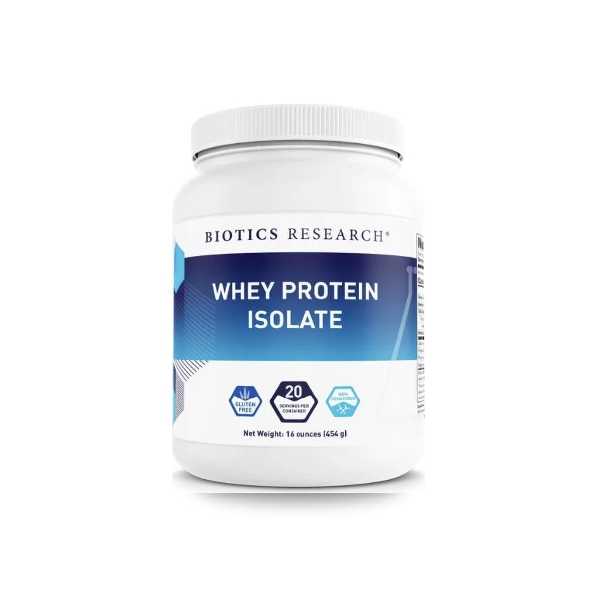 845 - Whey Protein Isolate - Biotics Research - Frasco con Polvo x 454 Gramos