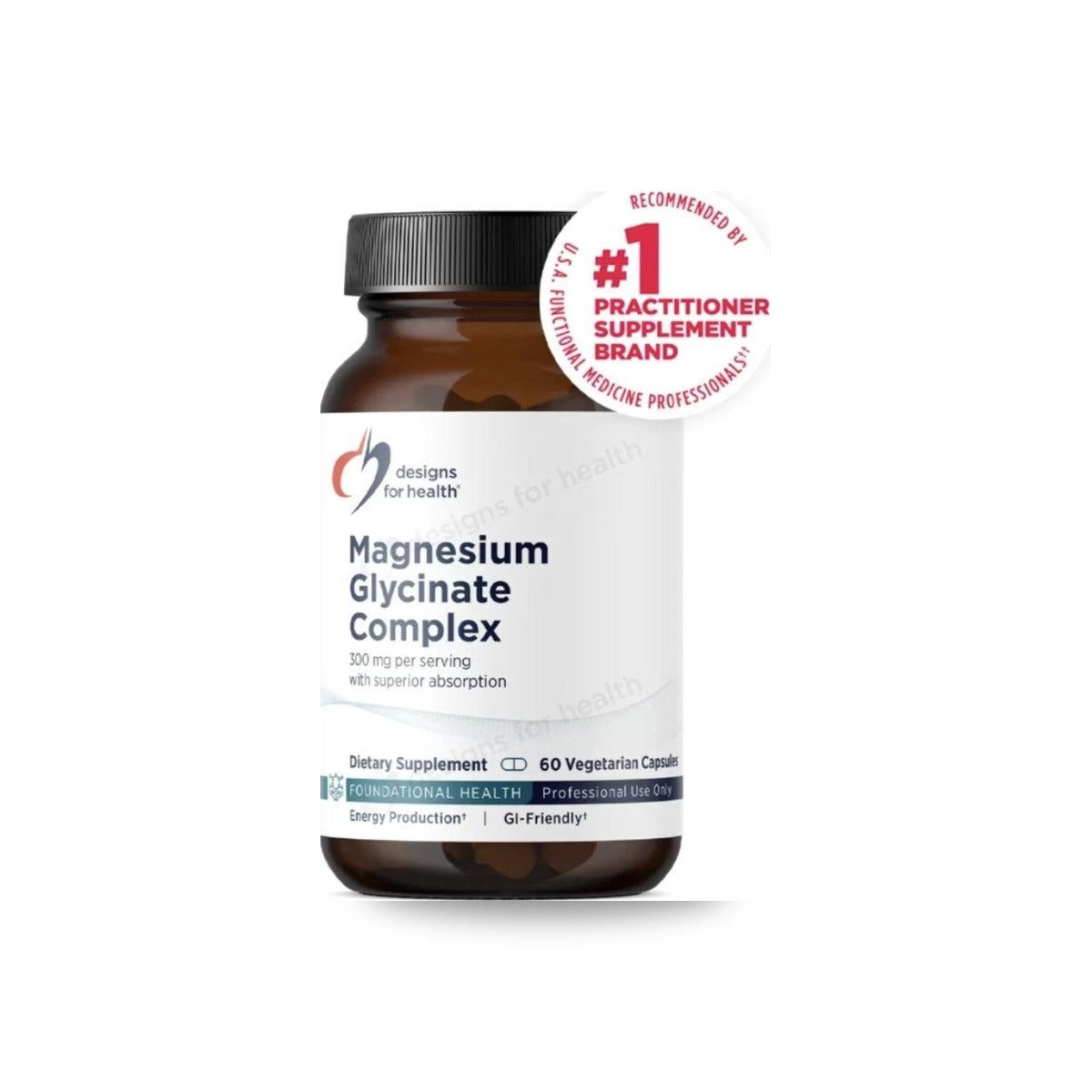 855 - Magnesium Glycinate Complex - Designs for Health - Frasco x 60 Cápsulas
