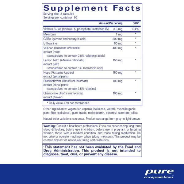 Best-Rest Formula 120 - Supplement Facts