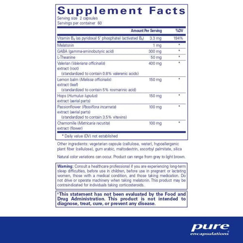Best-Rest Formula 120 - Supplement Facts