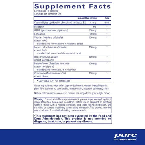 Best-Rest Formula 60 - Supplement Facts