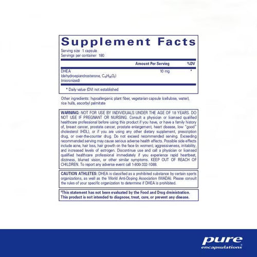 DHEA 10mg - Supplement Facts
