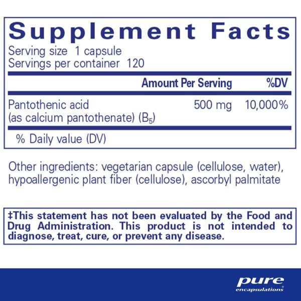 Pantothenic Acid - Supplement Facts
