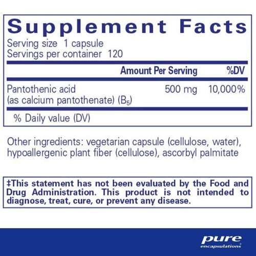 Pantothenic Acid - Supplement Facts