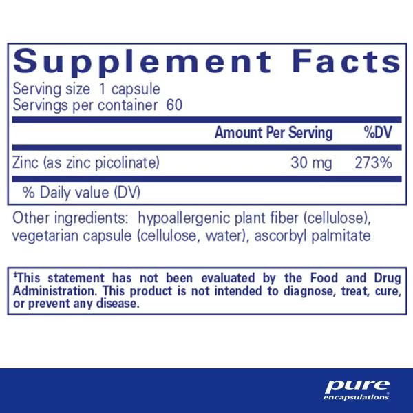 Zinc 30 - Supplement Facts